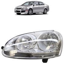 Farol Dianteiro Jetta 2005 2006 2007 2008 2009 2010 Máscara Cromada Lisa Acrílico Foco Duplo carcaça Preta