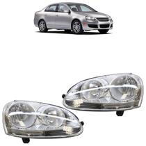 Farol Dianteiro Jetta 2005 2006 2007 2008 2009 2010 Máscara Cromada Lisa Acrílico Foco Duplo carcaça Preta
