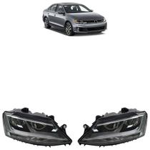 Farol Dianteiro Jetta 2011 2012 2013 2014 Máscara Negra Liso Acrílico Foco Duplo Defletor