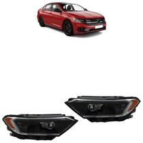 Farol Dianteiro Jetta 2019 2020 2021 2022 2023 Máscara Negra Defletor Âmbar Liso Acrílico Foco Duplo