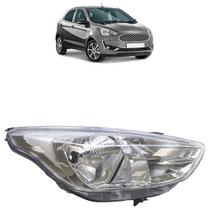 Farol Dianteiro Ka 2019 2020 2021 2022 2023 Máscara Cromada Lisa Acrílico Carcaça Preta