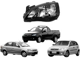 Farol Dianteiro Máscara Negra Lado Esquerdo Chevrolet Corsa Hatch Sedan Montana 2003 2004 2005 2006 2007 - MEI HAO