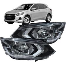 Farol Dianteiro Onix 2020 até 2026 Sem Projetor Sem Led Cromado Par 2 peças