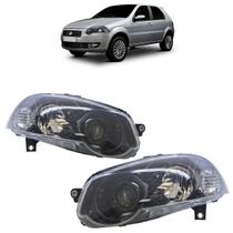 Farol Dianteiro Palio 2010 2011 Siena 2008 2009 2010 2011 2012 Máscara Negra Lisa Acrílico Foco Duplo Projetor