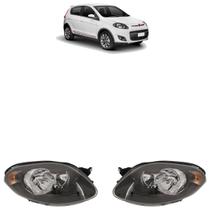 Farol Dianteiro Palio G5 2012 2013 2014 2015 A 2016 Máscara Negra Foco Duplo Lente Lisa Acrílico