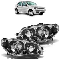 Farol Dianteiro Palio Siena Strada G3 2004 A 2016 Máscara Cromada Canhão Preto Lisa Acrílico
