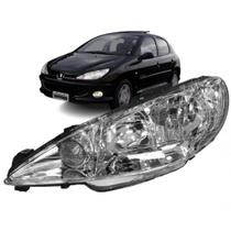 Farol Dianteiro Peugeot 206 2003/12 Esquerdo Foco Duplo Lente Lisa