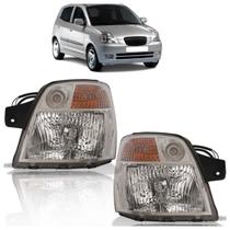 Farol Dianteiro Picanto 2005 2006 2007 2008 Máscara Cromada Lisa Acrílico