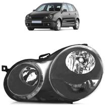 Farol Dianteiro Polo 2003 2004 2005 2006 Máscara Negra Lente Lisa Acrílico Foco Duplo