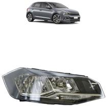 Farol Dianteiro Polo 2017 2018 2019 2020 2021 Máscara Negra Lisa Acrílico Foco Duplo Friso Cromado