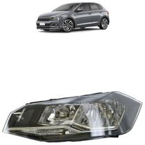 Farol Dianteiro Polo 2017 2018 2019 2020 2021 Máscara Negra Lisa Acrílico Foco Duplo Friso Cromado