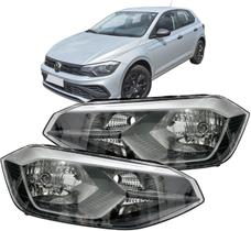 Farol Dianteiro Polo Track 2023 2024 2025 Friso Cinza Par 2 peças