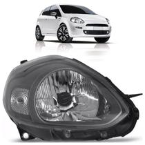 Farol Dianteiro Punto 2012 2013 2014 2015 2016 Máscara Cinza Lente Lisa Acrílico Carcaça Preta