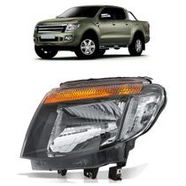 Farol Dianteiro Ranger 2013 2014 2015 2016 Liso Acrílico Máscara Negra