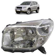 Farol Dianteiro Rav4 2005 2006 Máscara Cromada Lente Lisa Acrílico Carcaça Preta