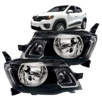 Farol Dianteiro Renault Kwid 2017 Até 2021 Manual Com Friso Preto Par 2pçs Farol Dianteiro Renault Kwid 2017 Até 2021 Manual Com Friso Preto Par 2pçs