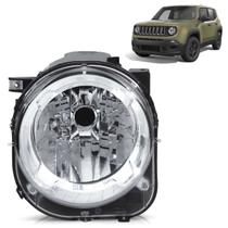 Farol Dianteiro Renegade 2015 2016 2017 2018 Máscara Cromada Lisa Acrílico Regulagem Foco Elétrico