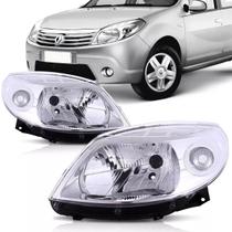 Farol Dianteiro Sandero 2008 2009 2010 2011 2012 2013 2014 Cromado