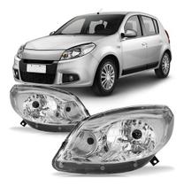 Farol Dianteiro Sandero 2012 A 2014 Máscara Cromada