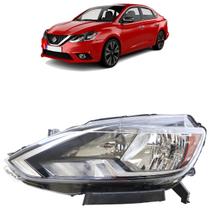 Farol Dianteiro Sentra 2017 2018 2019 2020 2021 Sem Led Máscara Negra Lisa Acrílico Friso Cromado