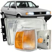 Farol Dianteiro + Seta Pisca Direito Passageiro Volkswagen Gol Saveiro Parati Voyage G1 Quadrado 91 92 93 94 95 96 97 Lente Vidro Sistema Cibie