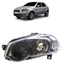 Farol Dianteiro Siena 2008 2009 2010 2011 2012 Máscara Cromada Lente Lisa Acrílico Aro Preto Foco Duplo Projetor