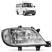 Farol Dianteiro Sprinter CDI 2003 2004 2005 2006 2007 2008 2009 2010 2011 Máscara Cromada Lisa Acrílico Foco Duplo