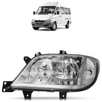 Farol Dianteiro Sprinter CDI 2003 2004 2005 2006 2007 2008 2009 2010 2011 Máscara Cromada Lisa Acrílico Foco Duplo
