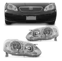 Farol Dianteiro Toyota Corolla 2003 a 2007 Fielder 2003 a 2007 Máscara Cromada Foco Duplo