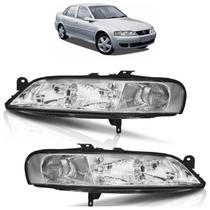 Farol Dianteiro Vectra Millenium 2000 2001 2002 2003 2004 2005 Máscara Cromada Lente Lisa Acrílico Foco Duplo Carcaça Preta