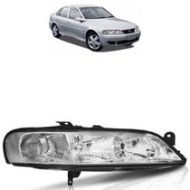 Farol Dianteiro Vectra Millenium 2000 2001 2002 2003 2004 2005 Máscara Cromada Lente Lisa Acrílico Foco Duplo Carcaça Preta