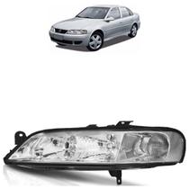 Farol Dianteiro Vectra Millenium 2000 2001 2002 2003 2004 2005 Máscara Cromada Lente Lisa Acrílico Foco Duplo Carcaça Preta