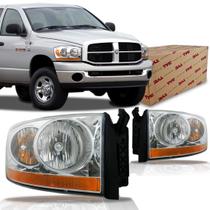 Farol dodge ram 1500 2005 2006 cromado ambar