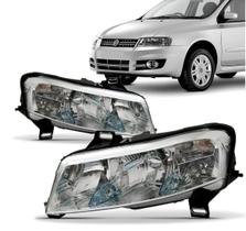 Farol Fiat Stilo 02 03 04 05 06 07 Lado Direito Passageiro Cromado Foco Duplo Elétrico Sem Motor Plug Quadrado