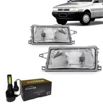 Farol fiat uno 1991 ate 2003 lente raiada e super led (par)