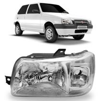 Farol fiat uno 2004 a 2013 mascara cromada esquerdo s/cupula