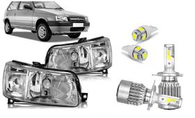 Farol fiat uno 2004 ate 2013 mascara cromada (par) super led