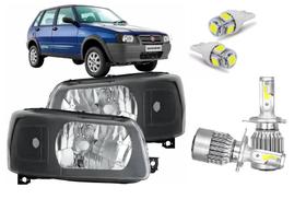 Farol fiat uno 2004 ate 2013 mascara negra (par) e super led