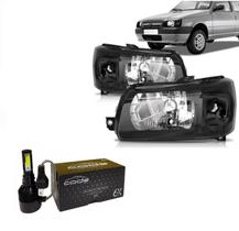 Farol fiat uno 2004 ate 2013 mascara negra (par) e super led