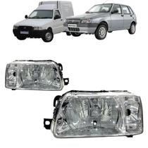 Farol Fiat Uno Fiorino 2004 a 2013 Cromado Arteb Esquerdo Farol Fiat Uno Fiorino 2004 a 2013 Cromado Arteb Esquerdo