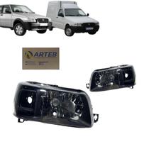 Farol Fiat Uno/Fiorino 2004 a 2013 Mascara Negra Arteb Direito Farol Fiat Uno/Fiorino 2004 a 2013 Mascara Negra Arteb Direito