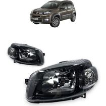 Farol fiat uno way vivace 2010 a 2015 mascara negra esquerdo