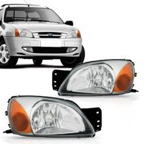 Farol Fiesta Courier 2000 2001 Cromado Pisca Ambar Farol Fiesta Courier 2000 2001 Cromado Pisca Ambar