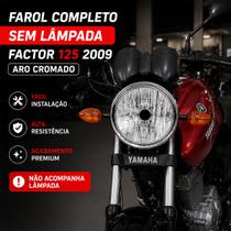 Farol Frontal Compatível Factor 125 2009 Carcaça Preta Com Aro Cromado Farol Frontal Compatível Factor 125 2009 Carcaça Preta Com Aro Cromado