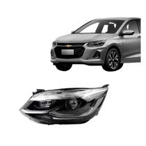 Farol GM Onix Plus 2020 a 2024 Mascara negra com Led com Projetor Esquerdo