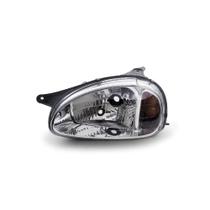 Farol H4 Carcaca Cinza Moldura Metalizada Gm Chevrolet Corsa 2000 a 2010 Lado Esquerdo