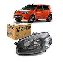 Farol H4 Mascara Negra Novo Lado Esquerdo Arteb Fiat Uno 2010 A 2014 160767