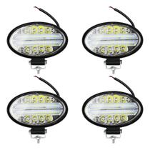 Farol Kit 4x Auxiliar Milha Led Oval 144w Branco 12v 24v - BRIWAX