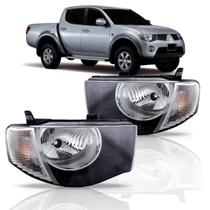 Farol L200 Triton 2008 2009 2010 2011 2012 Máscara Negra
