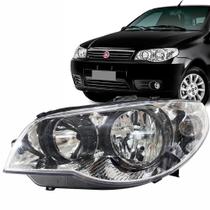 Farol Lado Esquerdo Foco Duplo Máscara Cromada Canhão Preto Palio Siena Strada Palio Weekend Todos G3 2003 até 2016
